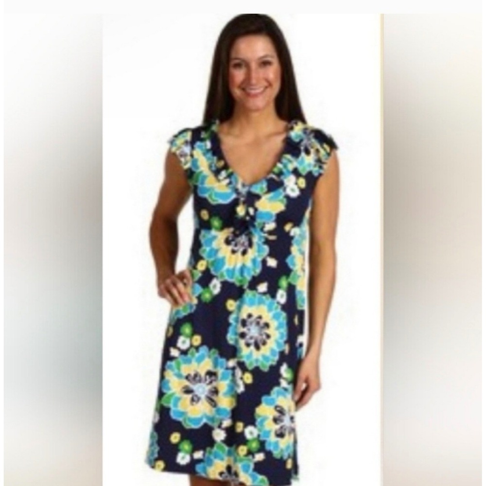 Lilly Pulitzer Floral V‎ Neck Ruffle Sleeve Clare Dress Size Small